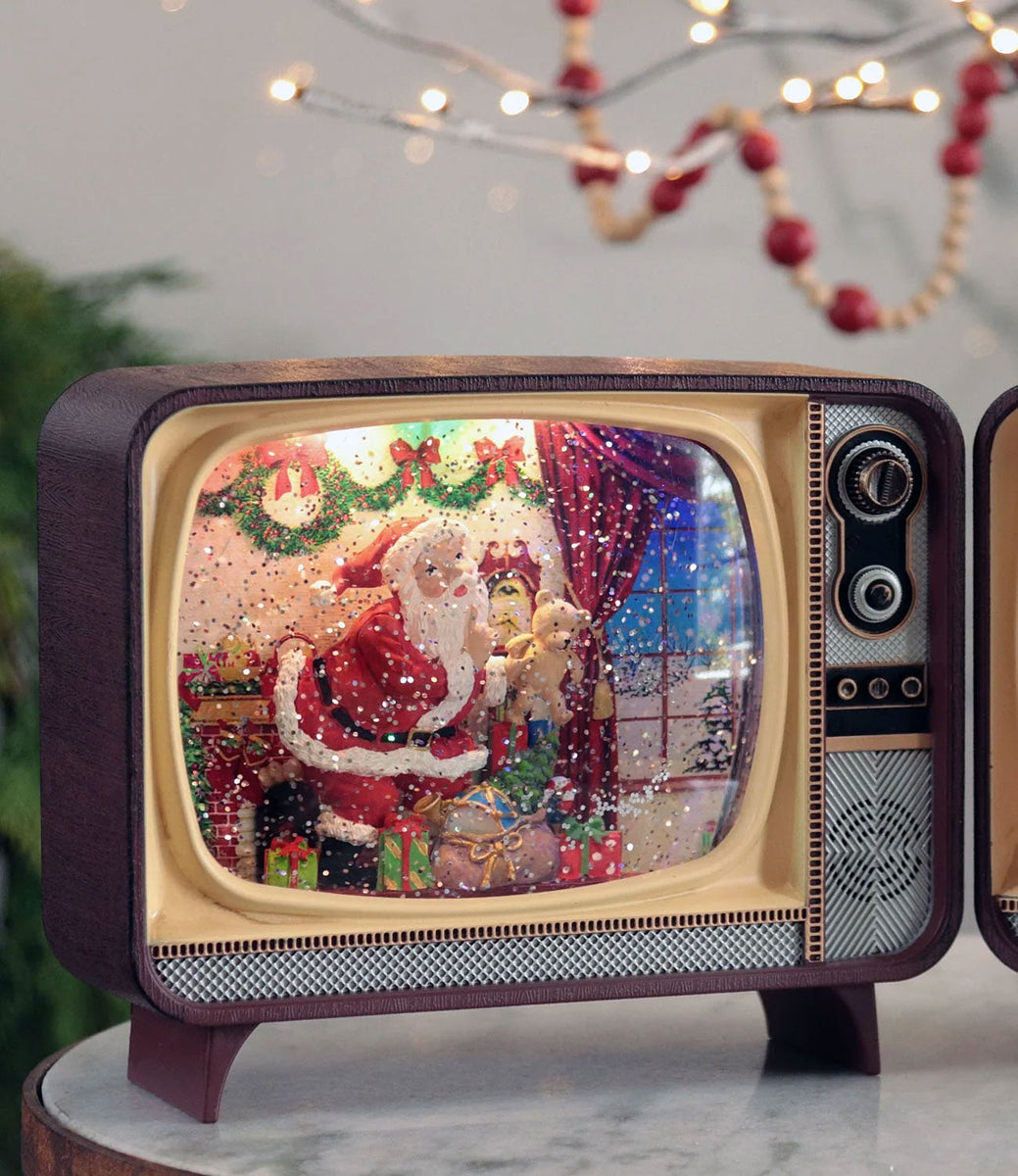 Christmas Village Vintage high quality Television TV Glitter Globe