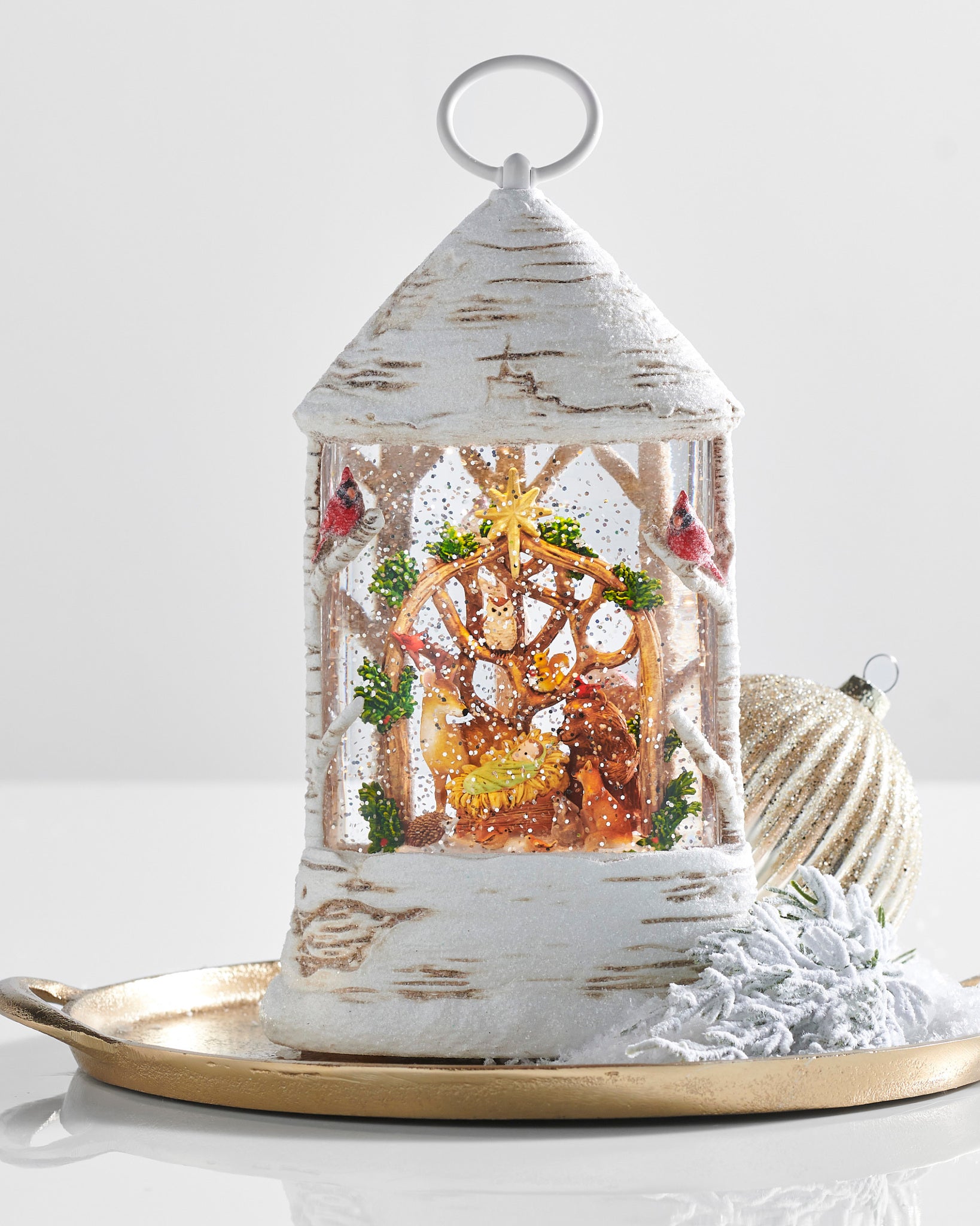 MOMENTS IN TIME 5.9H Acrylic Cardinals Globe - LED Lights