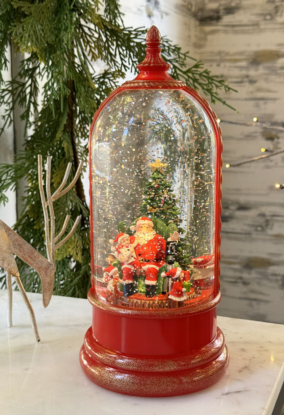 9.5-Inch Lighted Christmas Water Lantern Snow Globe w/Carolers Winter sold Scene,