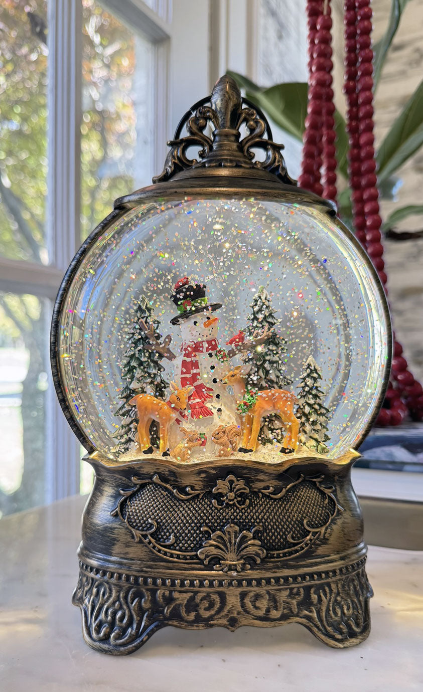 小物 Snowman Snowglobe Holiday Lantern with LED Light - Snowman | Costco