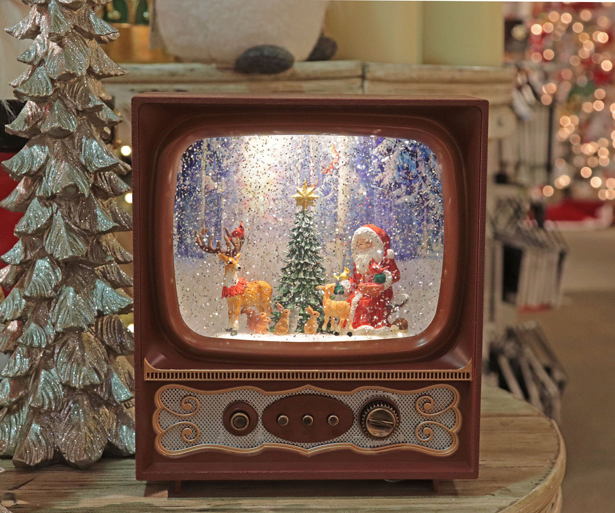 Musical Holiday Santa Scene Lighted Water TV With Forest