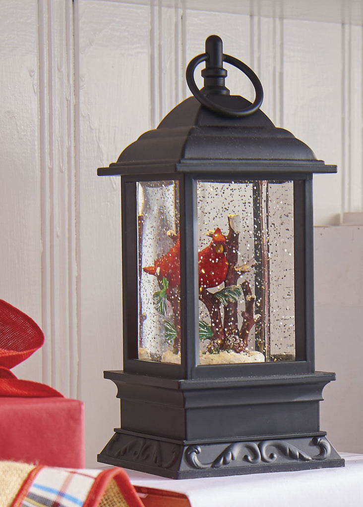 9.5 Inch Lighted Cardinal Glitter Water Lantern Battery Operated - 3700784-RAZ