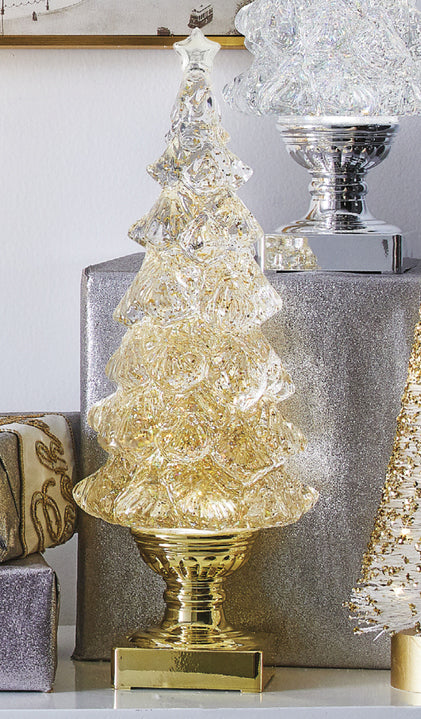 Raz Imports 13.75 Lighted Tree with Silver Swirling Glitter