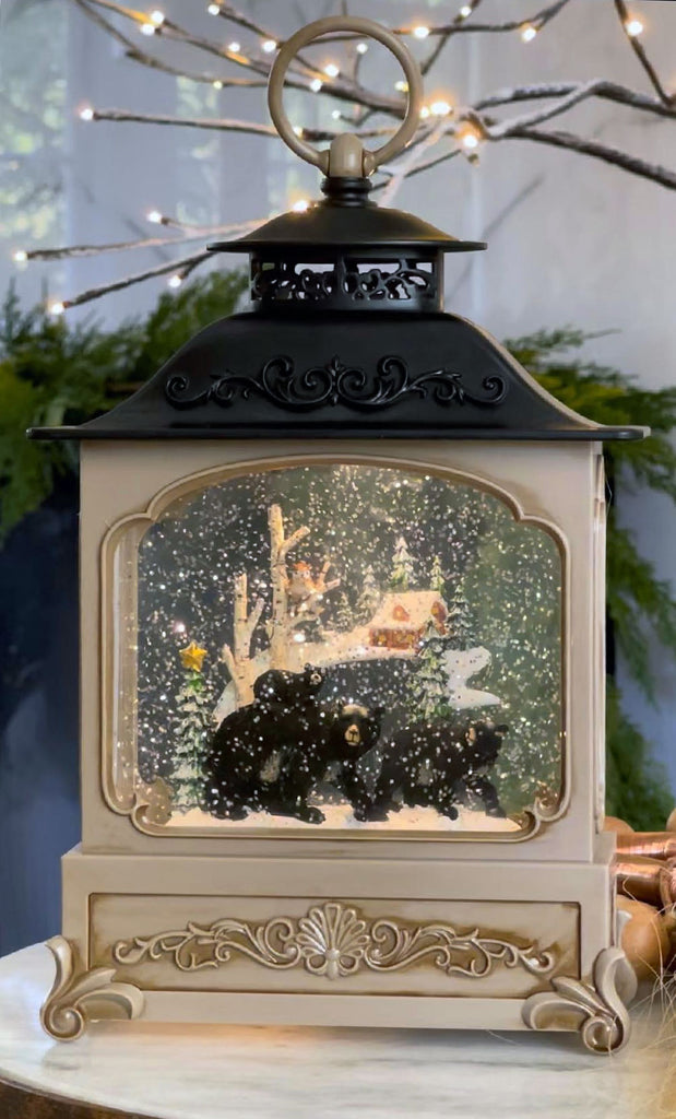Pre-Lit Battery Operated Glitter Snow Globe Christmas Lantern Holiday  Decoration w/ Santa Claus 