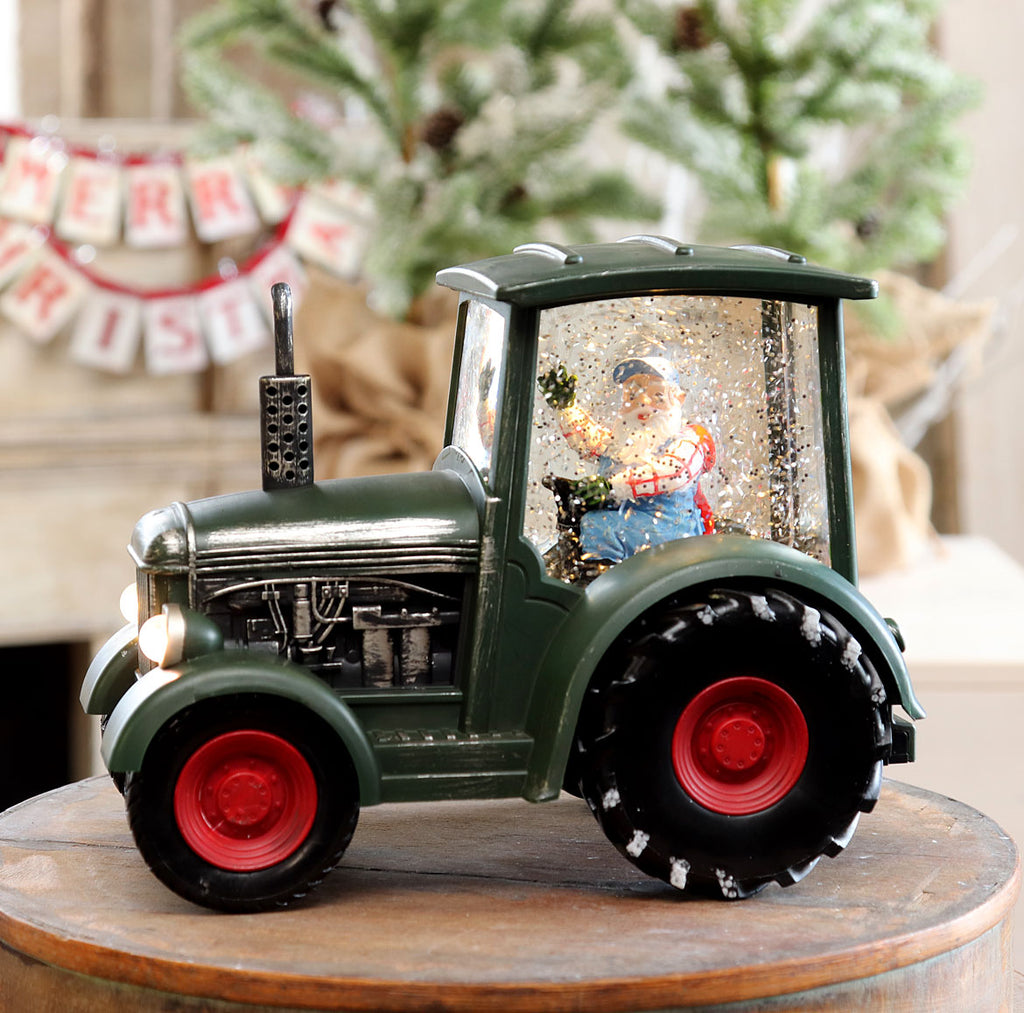 Farmer Santa In A Green Tractor Spinning Water Lantern - 2498920 - NEW 2019-Gerson