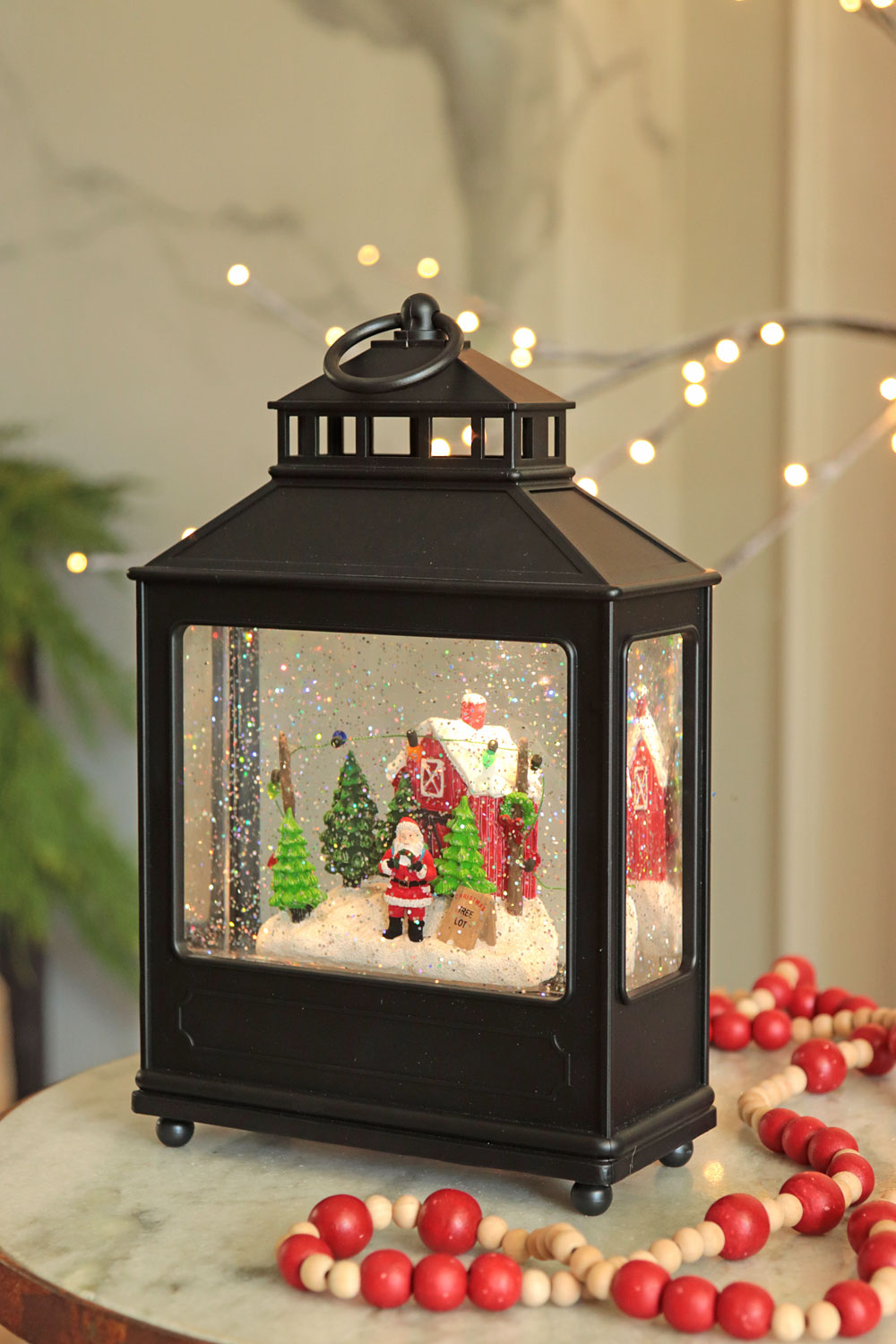 Santa's Tree Farm Lighted Water Lantern - 4216923 - USB Cord Included ...