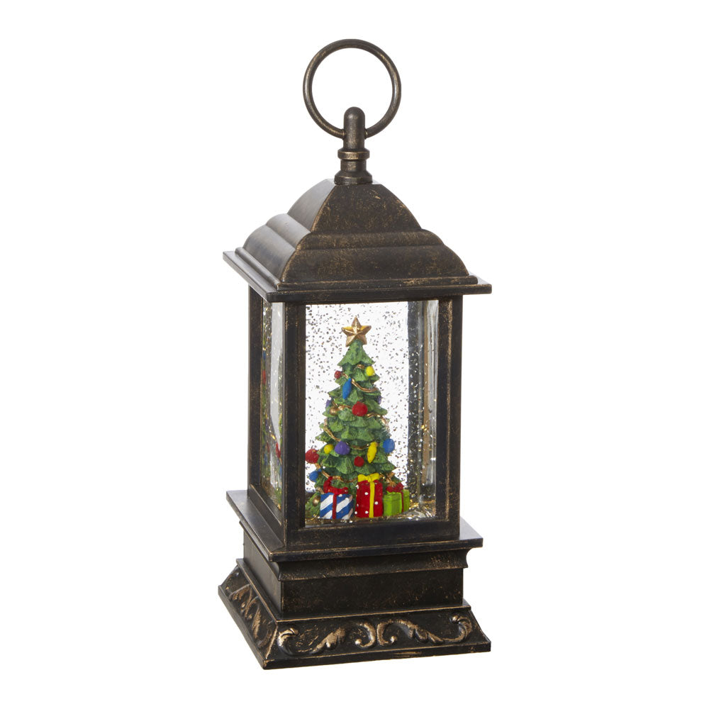 9.5 Inch Christmas Tree Lighted Water Lantern with Swirling Glitter - 3800778-RAZ